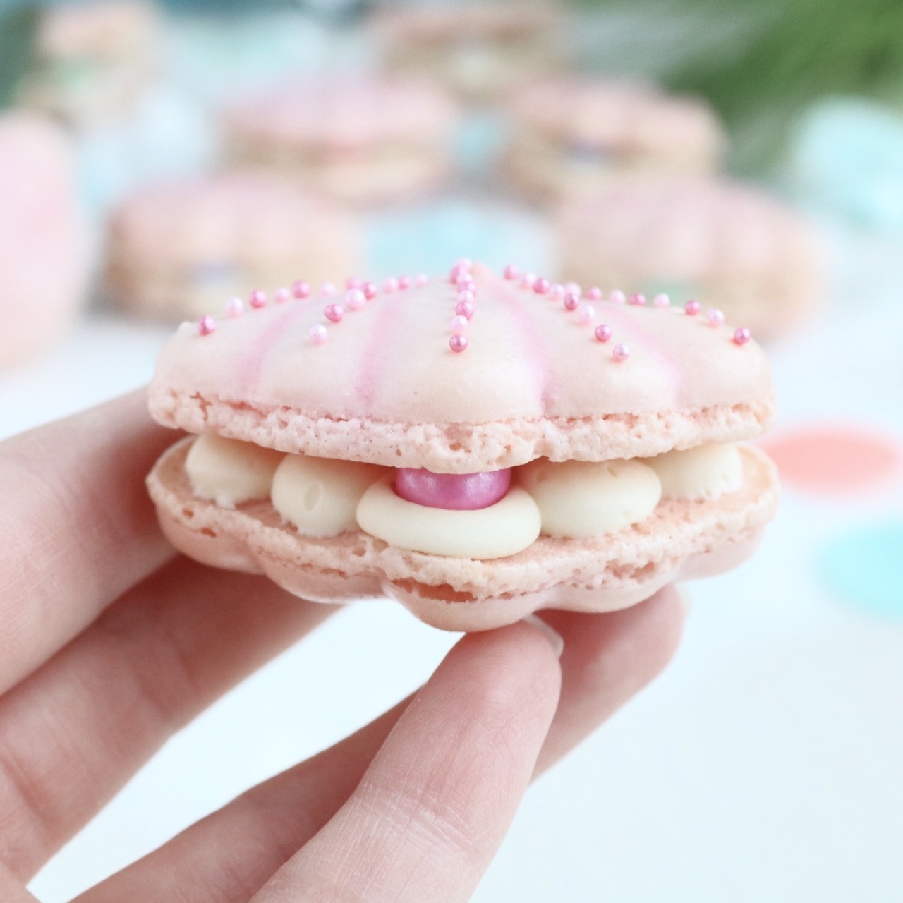 Muschel Macarons Druckvorlage Backfeevi